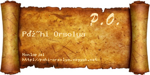 Páhi Orsolya névjegykártya
