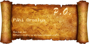 Páhi Orsolya névjegykártya